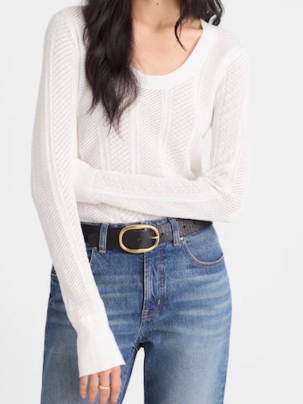 Madewell The Signature Knit Lace-Stitch Sweater Size XS
